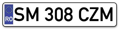 Placuta inmatriculare numar auto  SM-308-CZM, SM 308 CZM, SM308CZM