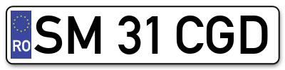 Placuta inmatriculare numar auto  SM-31-CGD, SM 31 CGD, SM31CGD