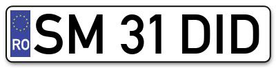 Placuta inmatriculare numar auto  SM-31-DID, SM 31 DID, SM31DID