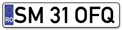 Placuta inmatriculare numar auto  SM-31-OFQ, SM 31 OFQ, SM31OFQ