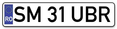 Placuta inmatriculare numar auto  SM-31-UBR, SM 31 UBR, SM31UBR