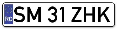 Placuta inmatriculare numar auto  SM-31-ZHK, SM 31 ZHK, SM31ZHK