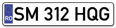 Placuta inmatriculare numar auto  SM-312-HQG, SM 312 HQG, SM312HQG