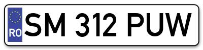 Placuta inmatriculare numar auto  SM-312-PUW, SM 312 PUW, SM312PUW