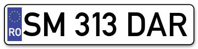 Placuta inmatriculare numar auto  SM-313-DAR, SM 313 DAR, SM313DAR