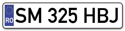Placuta inmatriculare numar auto  SM-325-HBJ, SM 325 HBJ, SM325HBJ