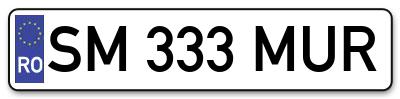 Placuta inmatriculare numar auto  SM-333-MUR, SM 333 MUR, SM333MUR