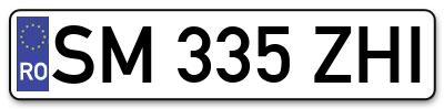 Placuta inmatriculare numar auto  SM-335-ZHI, SM 335 ZHI, SM335ZHI