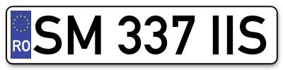 Placuta inmatriculare numar auto  SM-337-IIS, SM 337 IIS, SM337IIS