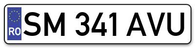 Placuta inmatriculare numar auto  SM-341-AVU, SM 341 AVU, SM341AVU