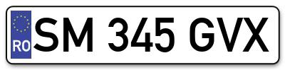 Placuta inmatriculare numar auto  SM-345-GVX, SM 345 GVX, SM345GVX