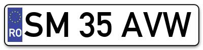Placuta inmatriculare numar auto  SM-35-AVW, SM 35 AVW, SM35AVW