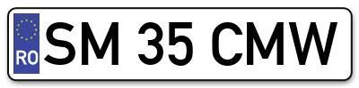 Placuta inmatriculare numar auto  SM-35-CMW, SM 35 CMW, SM35CMW