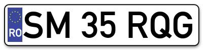 Placuta inmatriculare numar auto  SM-35-RQG, SM 35 RQG, SM35RQG