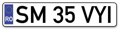 Placuta inmatriculare numar auto  SM-35-VYI, SM 35 VYI, SM35VYI