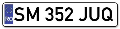 Placuta inmatriculare numar auto  SM-352-JUQ, SM 352 JUQ, SM352JUQ