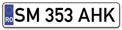 Placuta inmatriculare numar auto  SM-353-AHK, SM 353 AHK, SM353AHK
