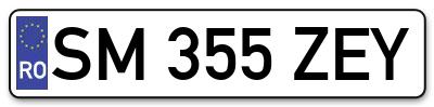 Placuta inmatriculare numar auto  SM-355-ZEY, SM 355 ZEY, SM355ZEY