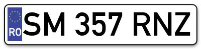 Placuta inmatriculare numar auto  SM-357-RNZ, SM 357 RNZ, SM357RNZ