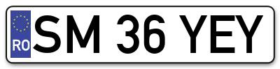 Placuta inmatriculare numar auto  SM-36-YEY, SM 36 YEY, SM36YEY