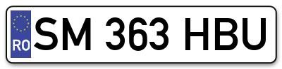 Placuta inmatriculare numar auto  SM-363-HBU, SM 363 HBU, SM363HBU