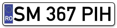 Placuta inmatriculare numar auto  SM-367-PIH, SM 367 PIH, SM367PIH