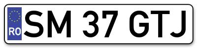 Placuta inmatriculare numar auto  SM-37-GTJ, SM 37 GTJ, SM37GTJ