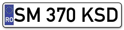 Placuta inmatriculare numar auto  SM-370-KSD, SM 370 KSD, SM370KSD