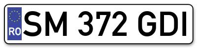 Placuta inmatriculare numar auto  SM-372-GDI, SM 372 GDI, SM372GDI