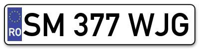 Placuta inmatriculare numar auto  SM-377-WJG, SM 377 WJG, SM377WJG