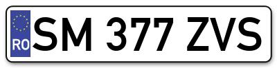 Placuta inmatriculare numar auto  SM-377-ZVS, SM 377 ZVS, SM377ZVS