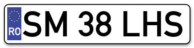 Placuta inmatriculare numar auto  SM-38-LHS, SM 38 LHS, SM38LHS