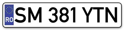 Placuta inmatriculare numar auto  SM-381-YTN, SM 381 YTN, SM381YTN