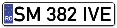 Placuta inmatriculare numar auto  SM-382-IVE, SM 382 IVE, SM382IVE