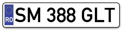 Placuta inmatriculare numar auto  SM-388-GLT, SM 388 GLT, SM388GLT