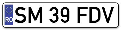 Placuta inmatriculare numar auto  SM-39-FDV, SM 39 FDV, SM39FDV