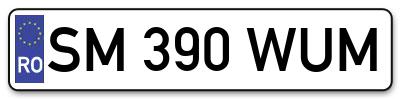 Placuta inmatriculare numar auto  SM-390-WUM, SM 390 WUM, SM390WUM
