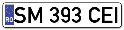 Placuta inmatriculare numar auto  SM-393-CEI, SM 393 CEI, SM393CEI
