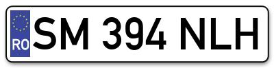 Placuta inmatriculare numar auto  SM-394-NLH, SM 394 NLH, SM394NLH