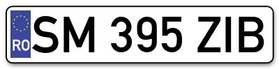 Placuta inmatriculare numar auto  SM-395-ZIB, SM 395 ZIB, SM395ZIB
