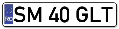 Placuta inmatriculare numar auto  SM-40-GLT, SM 40 GLT, SM40GLT