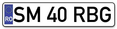 Placuta inmatriculare numar auto  SM-40-RBG, SM 40 RBG, SM40RBG