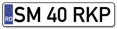 Placuta inmatriculare numar auto  SM-40-RKP, SM 40 RKP, SM40RKP