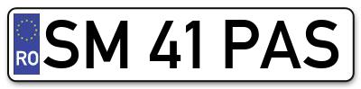 Placuta inmatriculare numar auto  SM-41-PAS, SM 41 PAS, SM41PAS