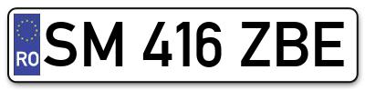Placuta inmatriculare numar auto  SM-416-ZBE, SM 416 ZBE, SM416ZBE