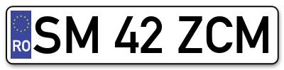 Placuta inmatriculare numar auto  SM-42-ZCM, SM 42 ZCM, SM42ZCM