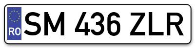 Placuta inmatriculare numar auto  SM-436-ZLR, SM 436 ZLR, SM436ZLR