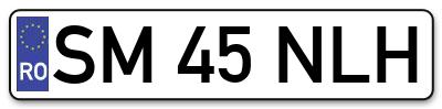 Placuta inmatriculare numar auto  SM-45-NLH, SM 45 NLH, SM45NLH