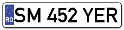 Placuta inmatriculare numar auto  SM-452-YER, SM 452 YER, SM452YER