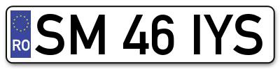 Placuta inmatriculare numar auto  SM-46-IYS, SM 46 IYS, SM46IYS